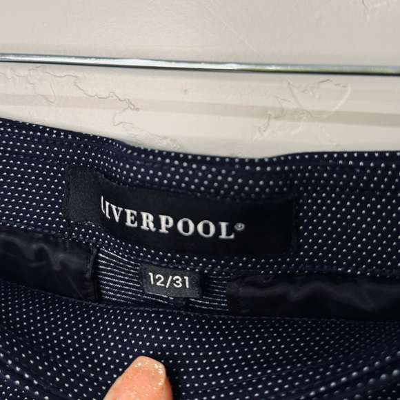 Liverpool Kelsey Trouser Stretch Knit Pants Navy Pin Dot Textured SZ 12/31 NEW! - Picture 9 of 16